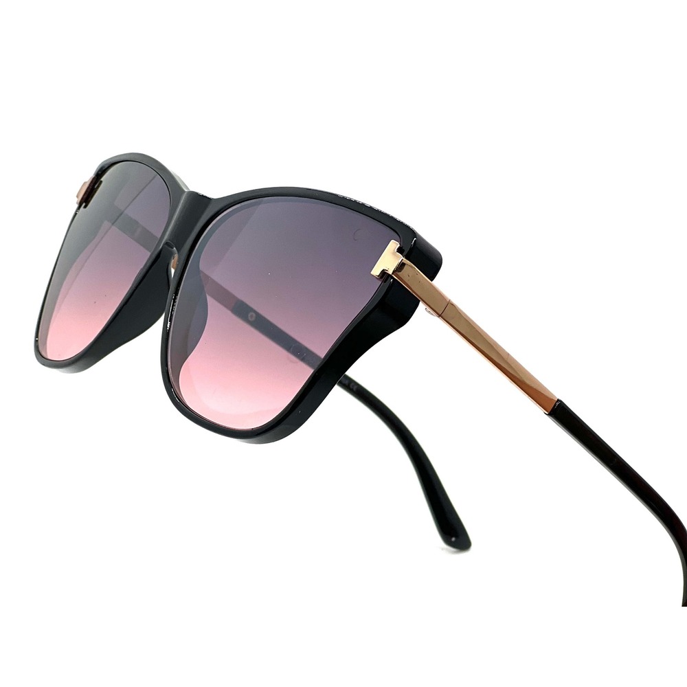 Sunglasses Black Frame Gradient Pink‎ Lens Elegant Sexy Girl Cherry Lentes Gafas